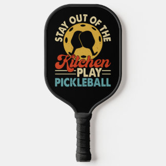 Bleib-Drausssen-aus-der-Küche-Schriftzug Gold Retr Pickleball Schläger
