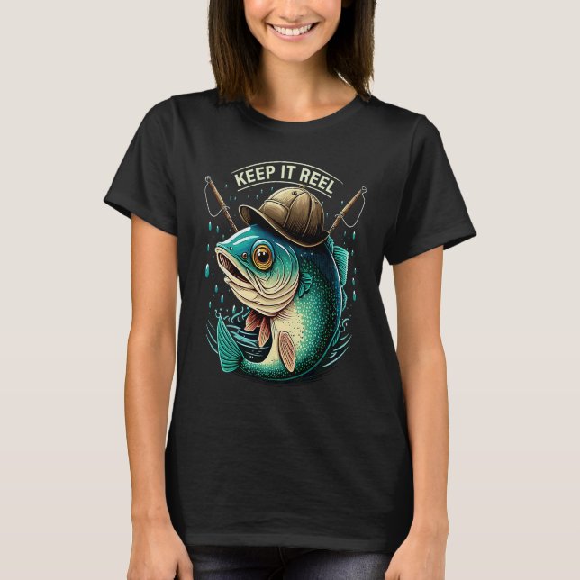 Bleib Echt Angeln T-Shirt (Vorderseite)