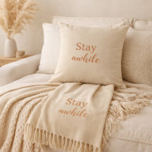 Bleib ein Weilchen Kissen Warmer Sand Terrakotta-T