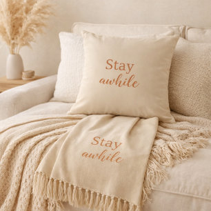 Bleib ein Weilchen Kissen Warmer Sand Terrakotta-T