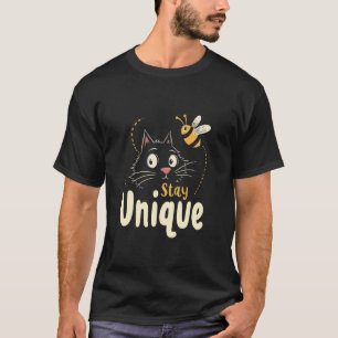 Bleib einzigartige Kreativität Katze Biene T-Shirt