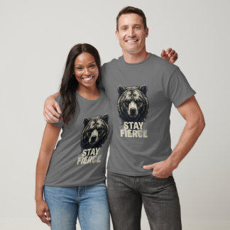 Bleib Fierce Grizzlybär Grafik T-Shirt