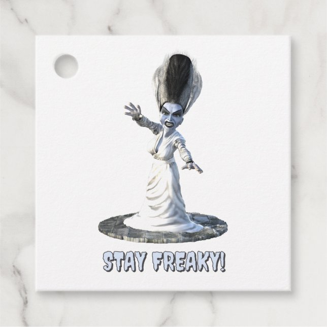 Bleib freakig! Braut von Frankenstein Geschenkanhänger (Vorderseite)
