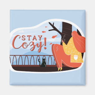 Bleib gemütlich Hygge Herbst FolkArt Dekor NAME HI Magnet