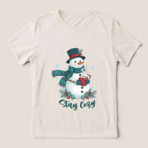 Bleib gemütlich Winter-Schneemann mit heißer Schok