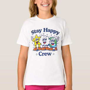 Bleib Glücklich Crew Niedliche Kinder Cartoon Star T-Shirt