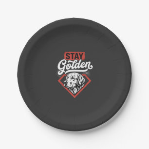 Bleib golden Golden Retriever Retro Hund Pappteller