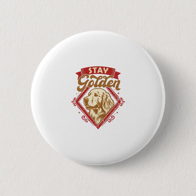 Bleib Golden Retriever Hund Roter Diamant_1 Button (Vorderseite)