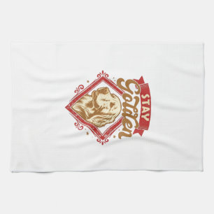 Bleib Golden Retriever Hund Roter Diamant_1 Geschirrtuch