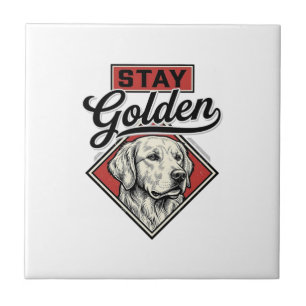 Bleib Golden Retriever Vintage Hund Vektor Design_ Fliese