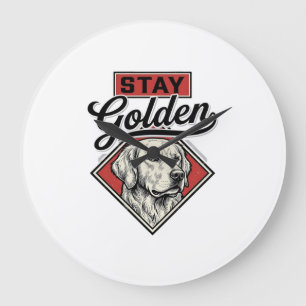 Bleib Golden Retriever Vintage Hund Vektor Design_ Große Wanduhr