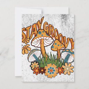 Bleib groovy 60er - Retro-Pilze & Blumen Feiertagskarte