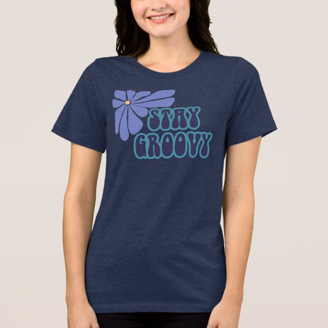 Bleib groovy - Blautöne Tri-Blend Shirt (Vorderseite)