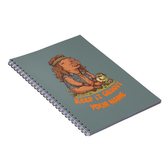 Bleib Groovy Capybara Süß Retro Individuell Notizblock (Rechte Seite)