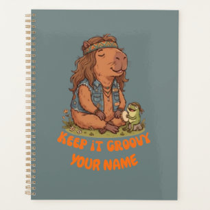 Bleib Groovy Capybara Süß Retro Individuell Planer