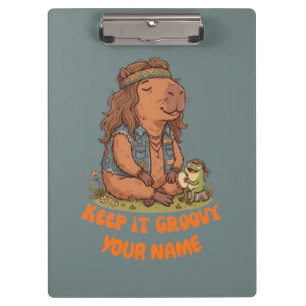 Bleib Groovy Capybara Süß Retro Maßanfertigung Klemmbrett