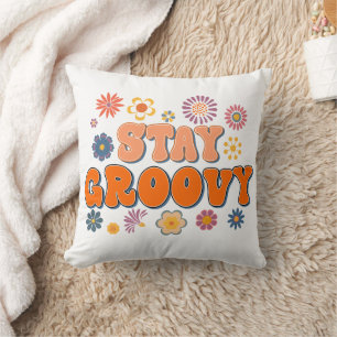 Bleib Groovy Flower Power 60er Retro Kissen