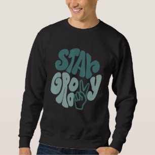 Bleib Groovy Friedenszeichen Liebe Retro 60er 70er Sweatshirt