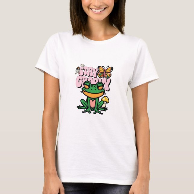 Bleib groovy Frosch T-Shirt (Vorderseite)