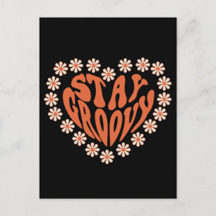 Bleib groovy Herz mit Blumen Postkarte