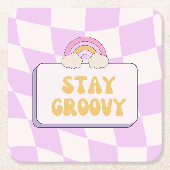Bleib groovy rechteckiger pappuntersetzer (Vorderseite)