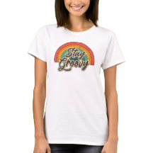 Bleib Groovy Retro-Regenbogen-Zitat-Design