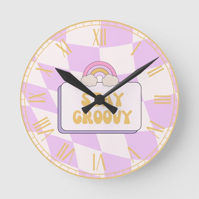 Bleib groovy runde wanduhr (Vorderseite)