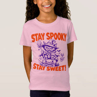 Bleib gruselig, bleib süß Retro-Hexenkatze Hallowe T-Shirt