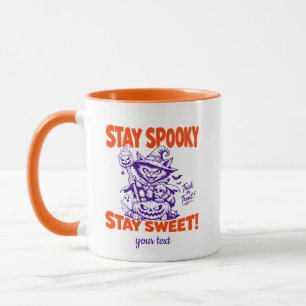 Bleib gruselig, bleib süß Retro-Hexenkatze Hallowe Tasse