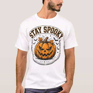 Bleib Gruselig Halloween-Shirt - Vintage-Kürbis Un T-Shirt