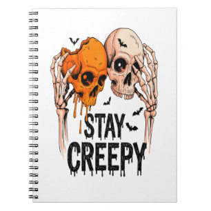 Bleib gruselig PNG, Retro-Totenkopf Halloween Notizblock
