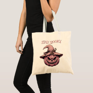 Bleib Gruselig Vintage Rosa Hexen-Kürbis Tragetasche