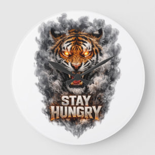 Bleib hungrig Tiger Motivationsdesign Große Wanduhr
