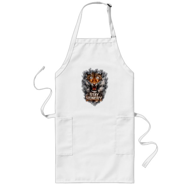 Bleib hungrig Tiger Motivationsdesign Lange Schürze (Vorne)