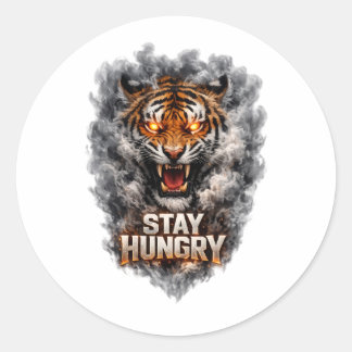 Bleib hungrig Tiger Motivationsdesign Runder Aufkleber