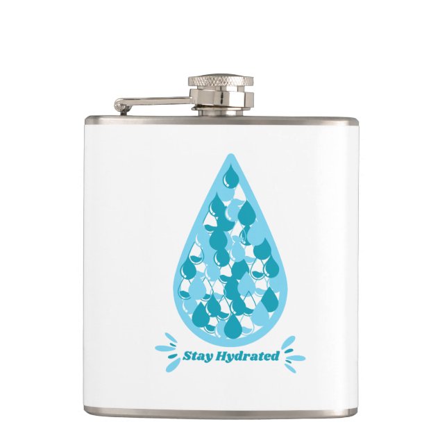 Bleib hydriert blau und weiß flachmann (Vorderseite)