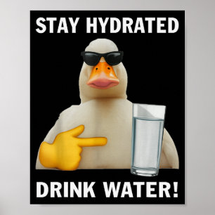 Bleib hydriert Trinke Wasser Lustiges Meme Ente Poster