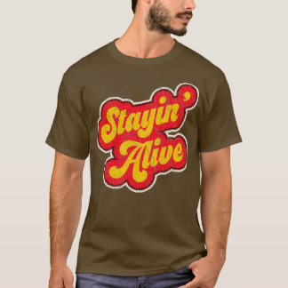 Bleib Lebendig Vintage 1970er Retro T-Shirt