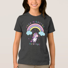 Bleib Magisch – Süßes Einhorn & Regenbogen Design Tri-Blend Shirt