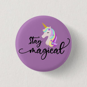 BLEIB MAGISCH Süßes Farbige Blume Einhorn Button
