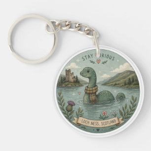 Bleib neugierig gemütliches Kryptid Nessie Loch Ne Schlüsselanhänger
