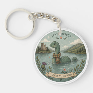 Bleib neugierig gemütliches Kryptid Nessie Loch Ne Schlüsselanhänger