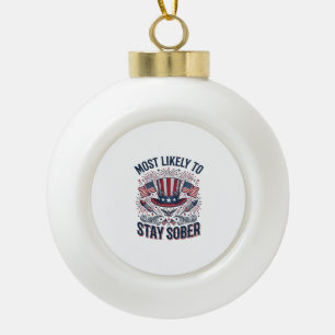 Bleib Nüchtern Patriotisches Vintage-Feuerwerk-Shi Keramik Kugel-Ornament