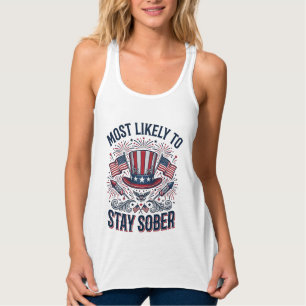 Bleib Nüchtern Patriotisches Vintage-Feuerwerk-Shi Tank Top