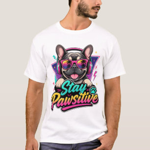 Bleib Pawsitiv Französisches Bulldoggen T-Shirt