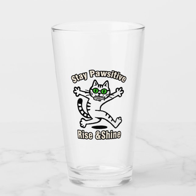 Bleib Pawsitiv Katze Glas (Vorderseite)