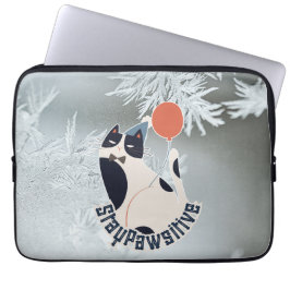 Bleib Pawsitiv Katze Illustration Modern Neopren L Laptopschutzhülle
