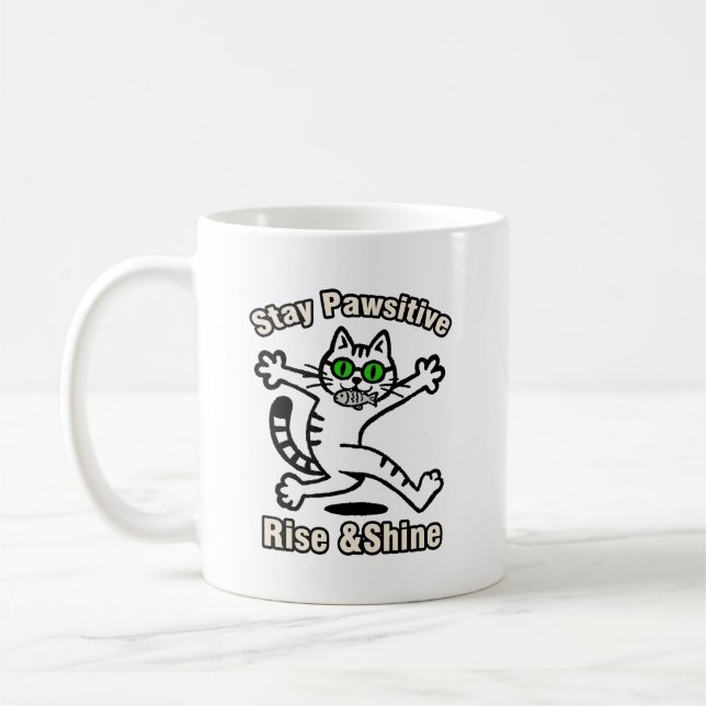 Bleib Pawsitiv Katze Kaffeetasse (Links)