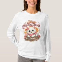 Bleib Pawsitiv Katze Langarm-T-Shirt