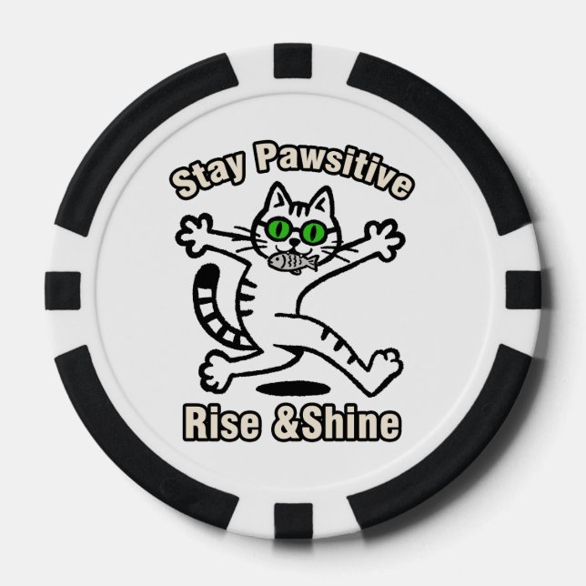 Bleib Pawsitiv Katze Pokerchips (Vorderseite)